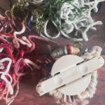 Scrap yarn pompom in the making