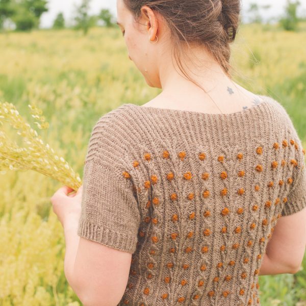 Budburst Top Knitting Pattern Twisted Stitches Bobbles Summer knitting pattern for women