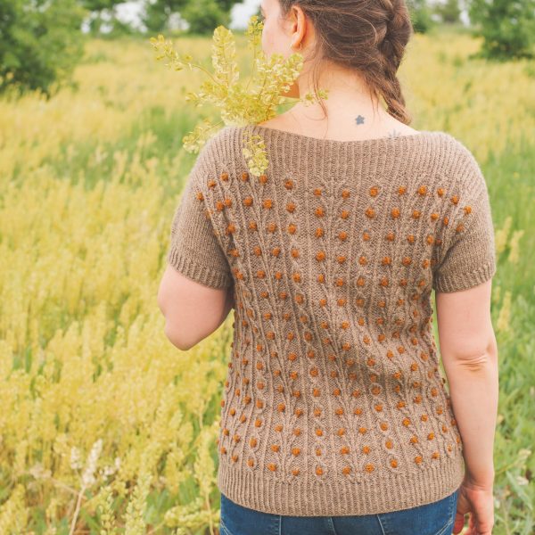 Budburst Top Knitting Pattern Twisted Stitches Bobbles Summer knitting pattern for women