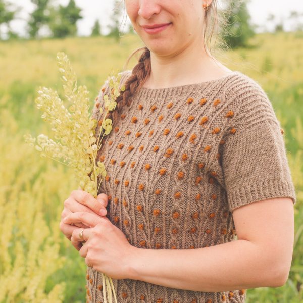 Budburst Top Knitting Pattern Twisted Stitches Bobbles Summer knitting pattern for women