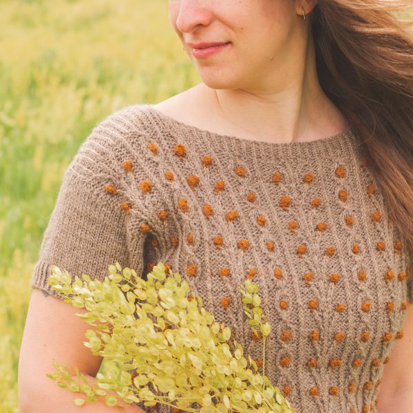 Budburst Top Knitting Pattern Twisted Stitches Bobbles Summer knitting pattern for women