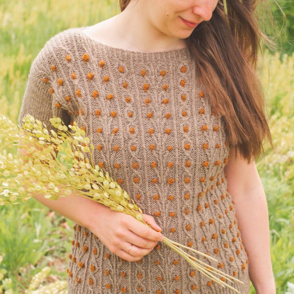 Budburst Top Knitting Pattern Twisted Stitches Bobbles Summer knitting pattern for women