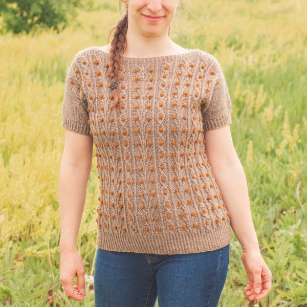 Budburst Top Knitting Pattern Twisted Stitches Bobbles Summer knitting pattern for women